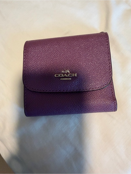 Coach Handbags - Coach Small Purple Leather Trifold Wallet